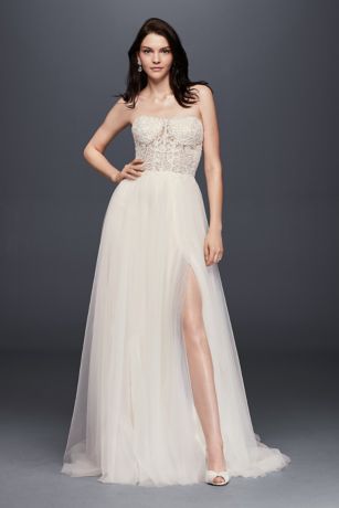 Wedding Dress with Tulle Slit Skirt ...